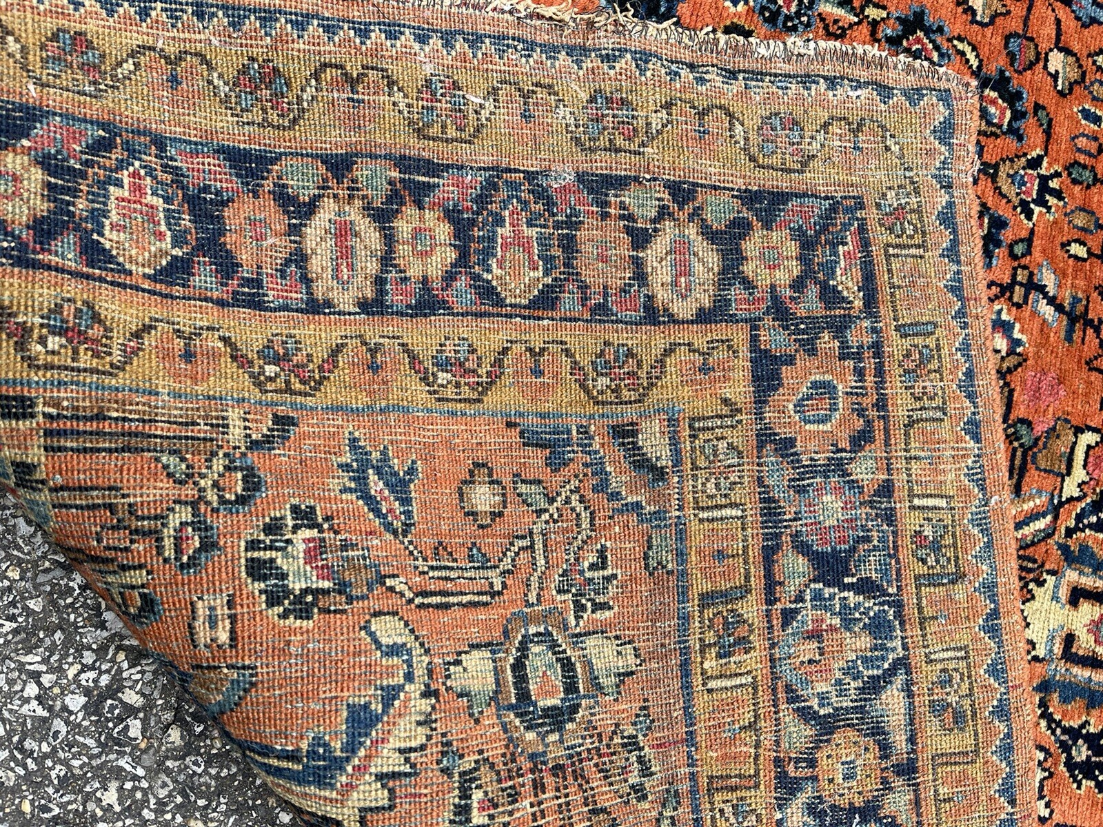 Antique Oriental Rug - 4x6 - handmade Wool Red Sarouk gallery