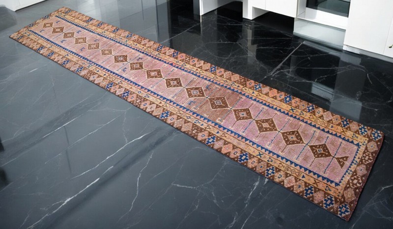 3x13 ft HandMade Turkish Runner Rug, Hallway decor, Kitchen Runner, Wool Rug gallery