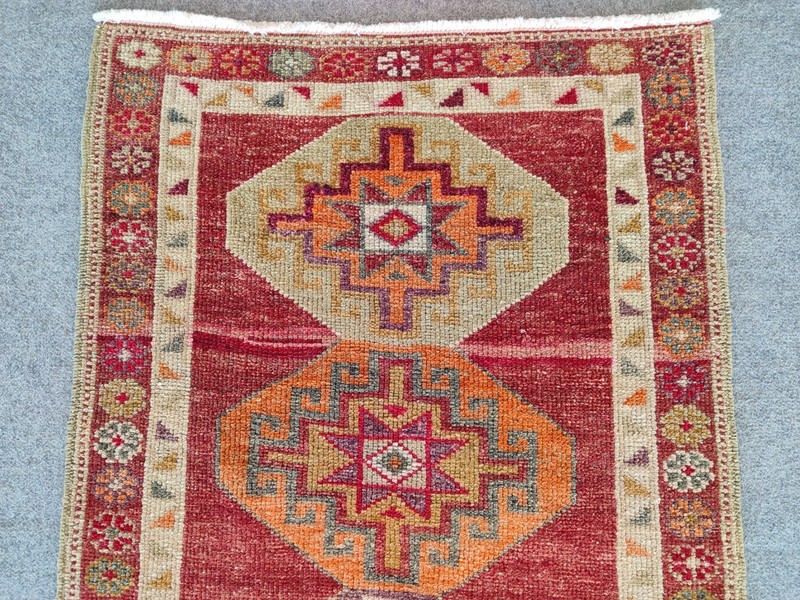 Rare Antique rug 3x12, Red Turkish runner 3x12 vintage, Heriz rug, Herki rug gallery