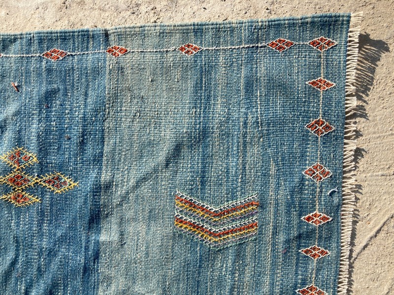 Vintage Traditional Handmade Lovely Moroccan Kilim Floor Rug Carpet 192x112 cm gallery