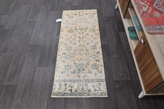 Oushak Turkish Doormat Rug 2×4 BEIGE Vintage Anatolian Handmade Small Kilim Rug