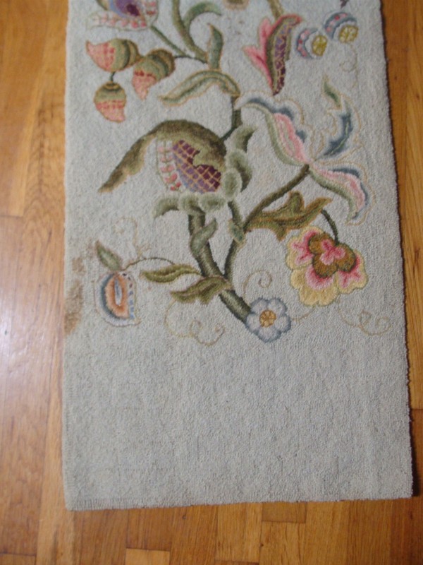 Vintage 1970's Folk Art Gertrude Buttery Floral Hooked Rug gallery