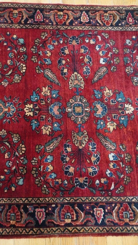 Antique Hand Knotted Wool Saroukk 3'3" x 5' Red Floral Oriental Rug gallery
