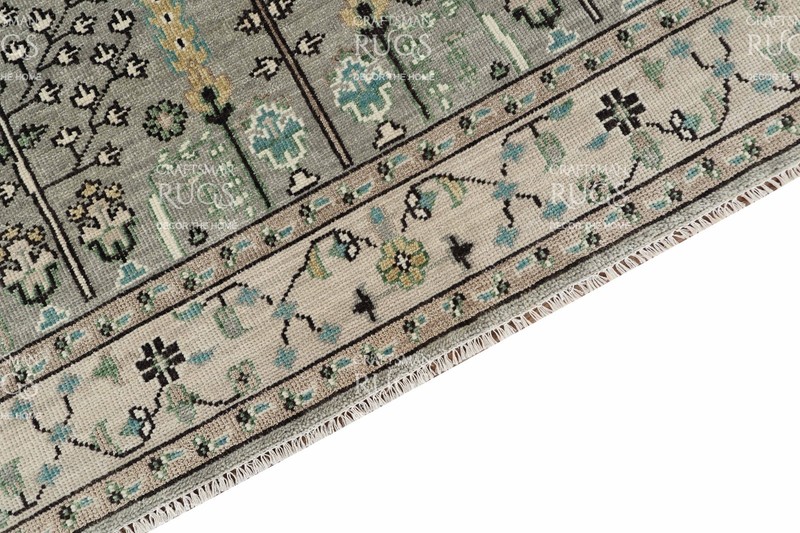 Symmetry Bloom Olive Area Rug-Light Gray Background with Animal Motifs 8x10 ft gallery