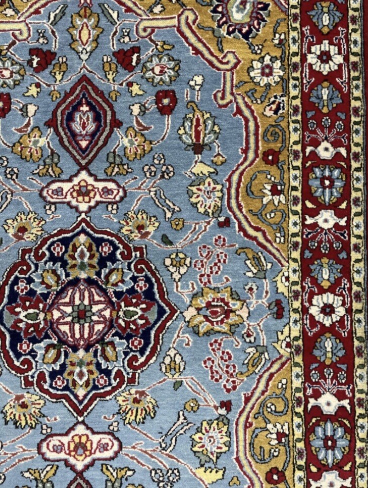 306 X 5.03ft Authentic Qumm Area Rug Oriental Knotted Rare Pile Antique Blue A+ gallery