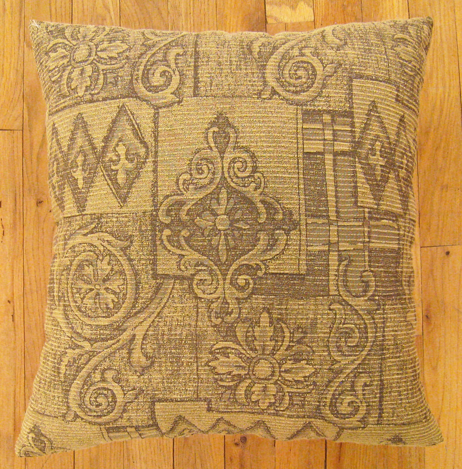Vintage Floro-Geometric Fabric Pillow; Size 1'8” x 1'6” with FREE SHIPPING! gallery