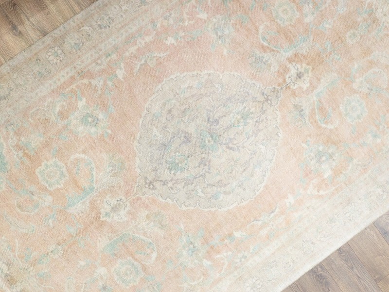 Vintage Turkish Oushak Rug – Coral Wool Oriental – 6'3x9'3 ft Living Room gallery