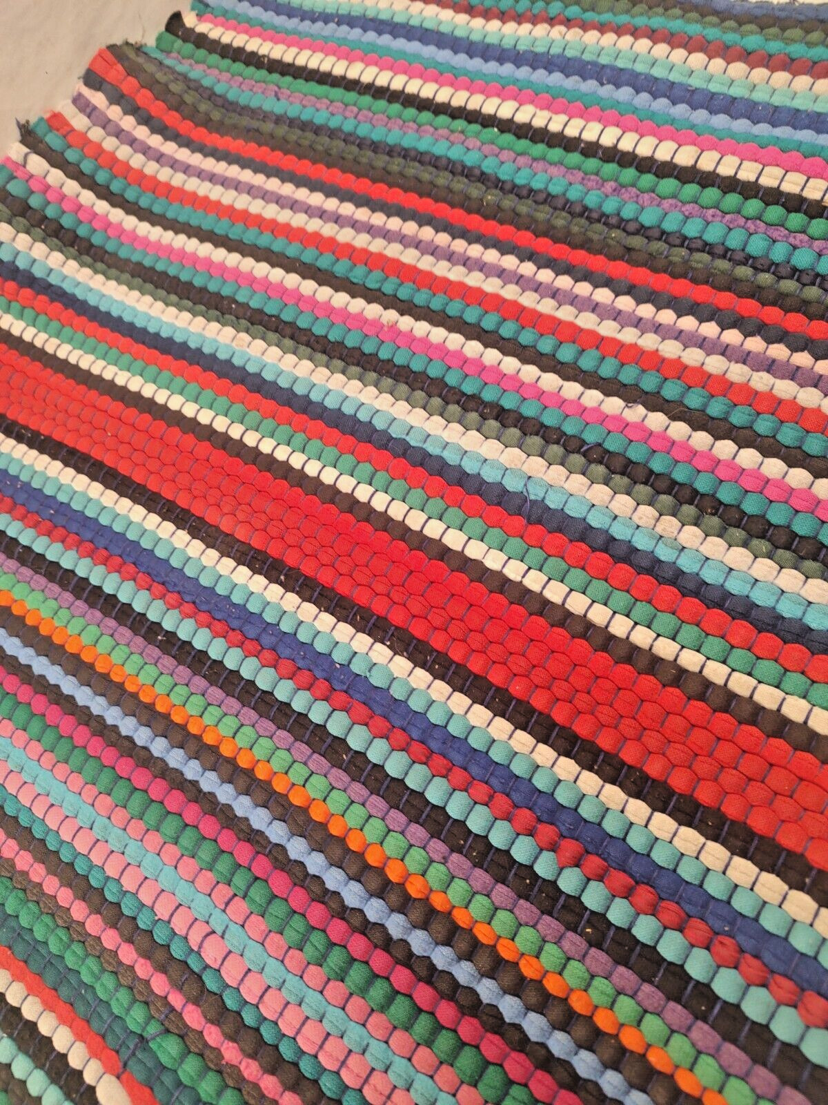 Vintage Rug Handmade braided Woven Folk Art Doorway Country Multicolor 39 x 25 gallery