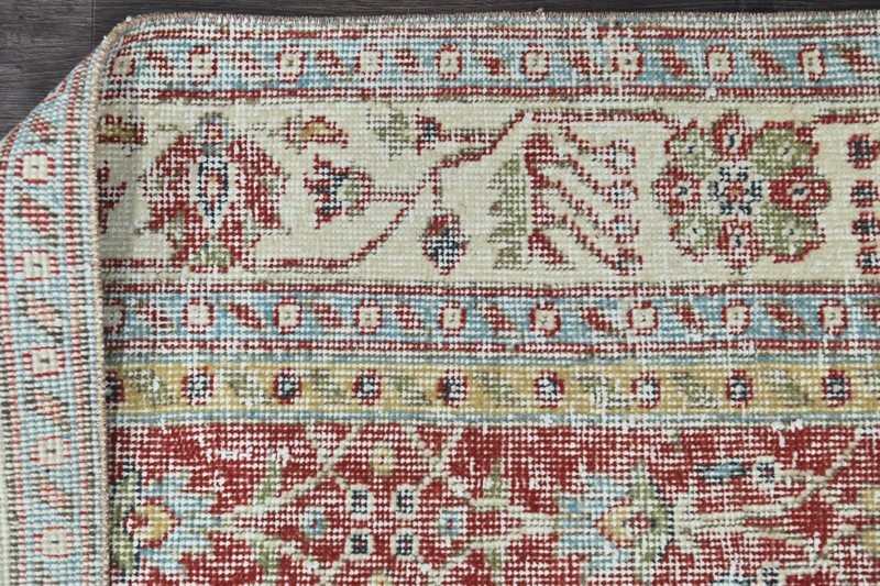 Vintage Turkish Runner Rug 2x6ft Wool Anatolian Handmade Hallway Oushak RED gallery