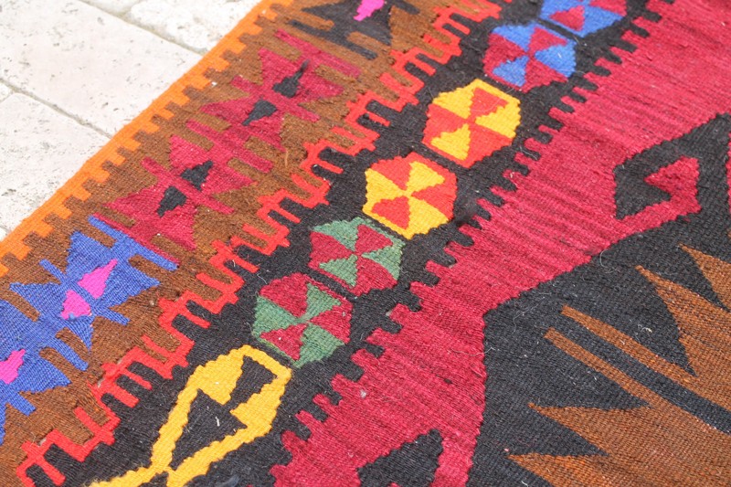 Turkish Kilim Rug 72''x157'' Hand Woven Kayseri Kilim 184x402cm gallery
