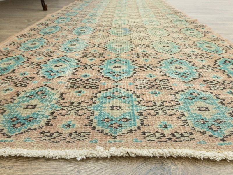 Long Hallway Runner Turkish Oushak Rug Soft Pastel – Vintage Handmade 3x11 ft gallery