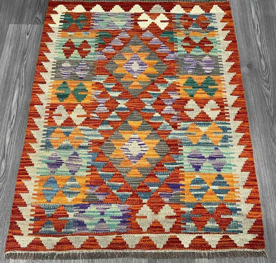 Vintage Kilim Traditional Hand Made Oriental Wool Kilim 4ftx3ft 114cmx85cm gallery