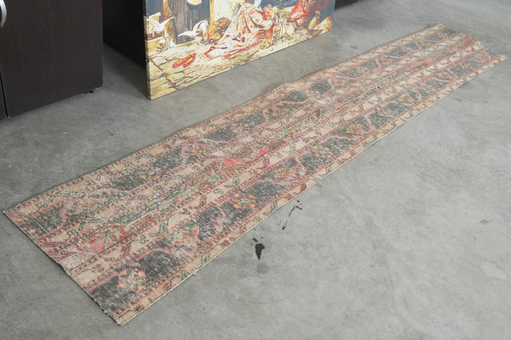 2x9 turkish runner rug, hand-knotted vintage oushak rug runner, boho decor, 165