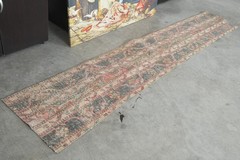2×9 turkish runner rug, hand-knotted vintage oushak rug runner, boho decor, 165
