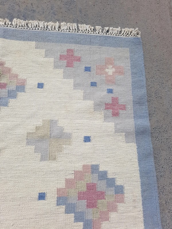 Vintage Handmade Swedish Rölakan flatweave Wool Multicolor Kilim Rug 7.6x5.6 ft gallery