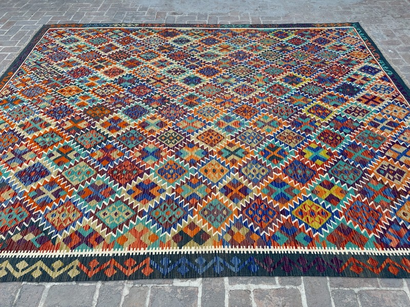 10x13 ft Large Oriental Turkish Multicolor Handwoven Afghan Modern Turkmen Rug gallery