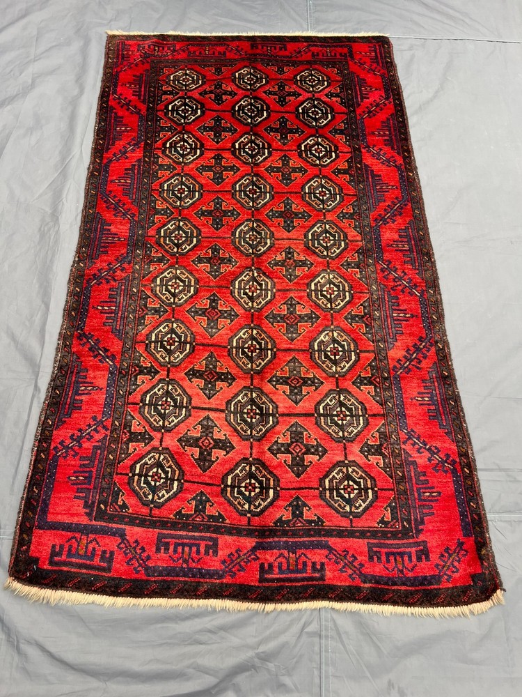 3'7x6'5 ft Vintage Turkmen Bokhara Hand Knotted Oriental Area Rug