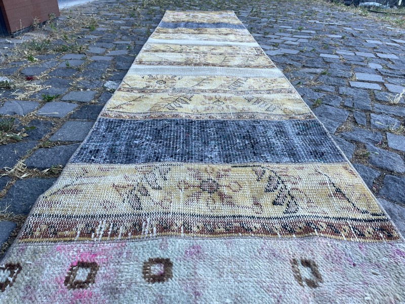 Turkish Vintage Rug Handmade Wool Rug Bohemian Runner Rug Home Rug 2,0 x 10, ft gallery