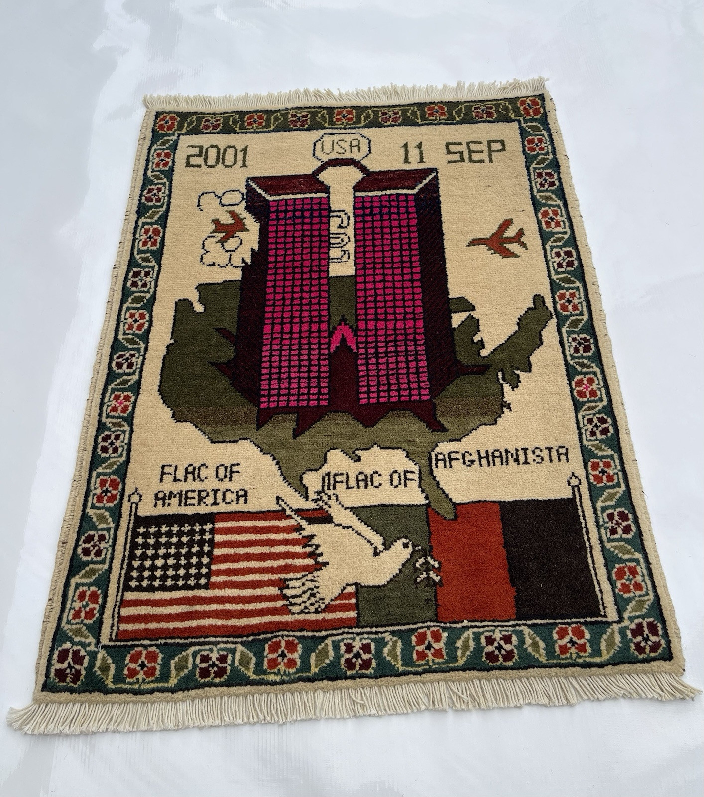 80x63 cm Afghan War rug war Rug Twin Towers 9/11 Handicrafts Ethnic #311 gallery