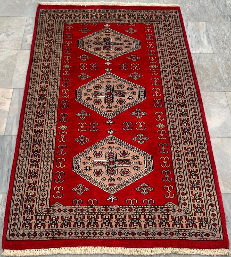 Vintage Afghan Rug, Jaldar Bokhara Rug, Traditional Area Carpet (3x5 ft.)
