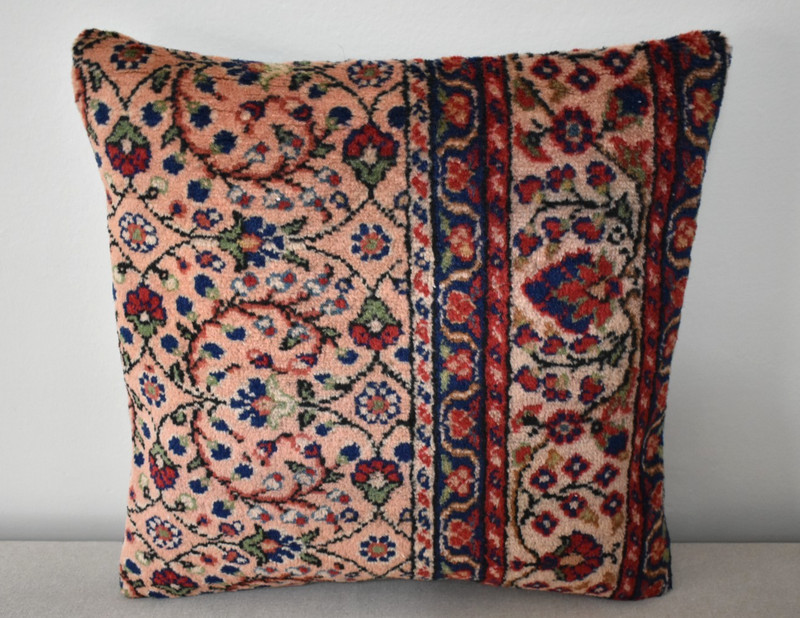 Turkish Pillow Cover Sofa Rug 16'' x 16'' Made of Antique Cushion Cover Carpet gallery