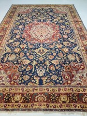 Antique Oriental Hand-Knotted Wool Area Rug Blue/Red/Beige/Green 8’5″ x 12’4″