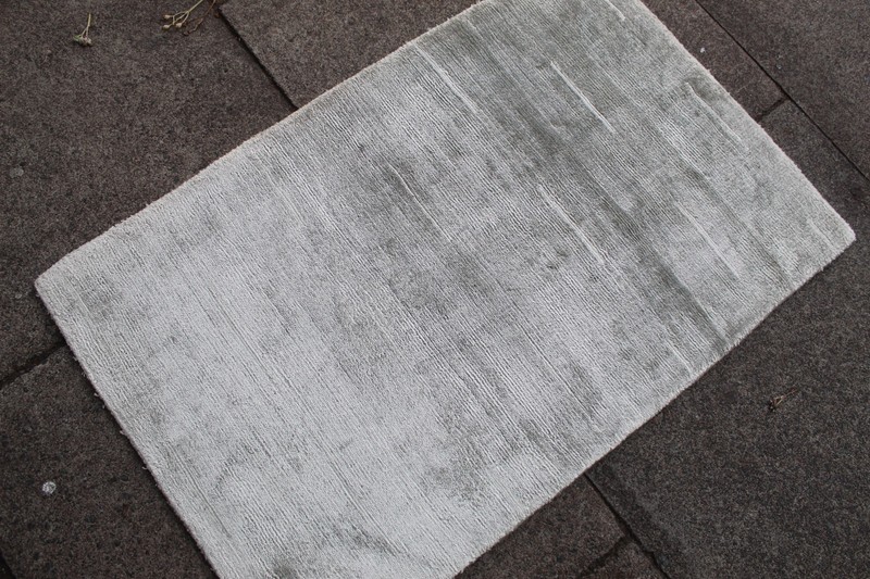 Vintage Traditional Hand Made Oriental Contemporary Wool Silk Grey Rug 93x60cm gallery