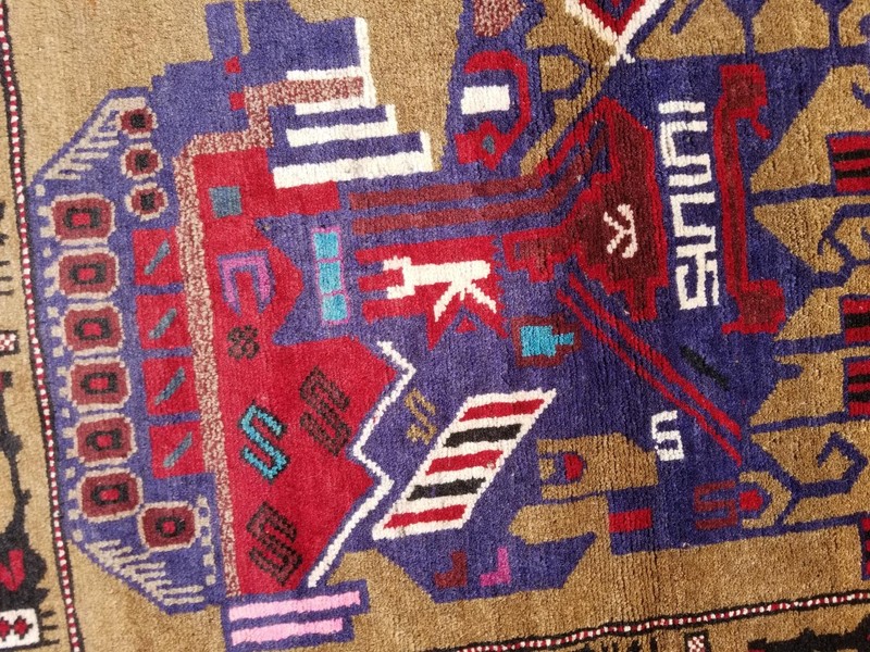 Vintage Handmade Afghan Tribal Herat Tangtop Unique Wool War Kilim Rug 54x38 in gallery