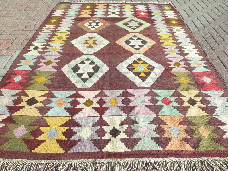 Antique Turkish Wool Rug, Afion Kilim, Area Rugs Kelim 68"X95" Floor Rug, Carpet gallery