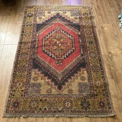 Vintage 5.6×3.6 Hand Knotted Anatolian Turkish Rug Oushak Bergama 170×110 Cm