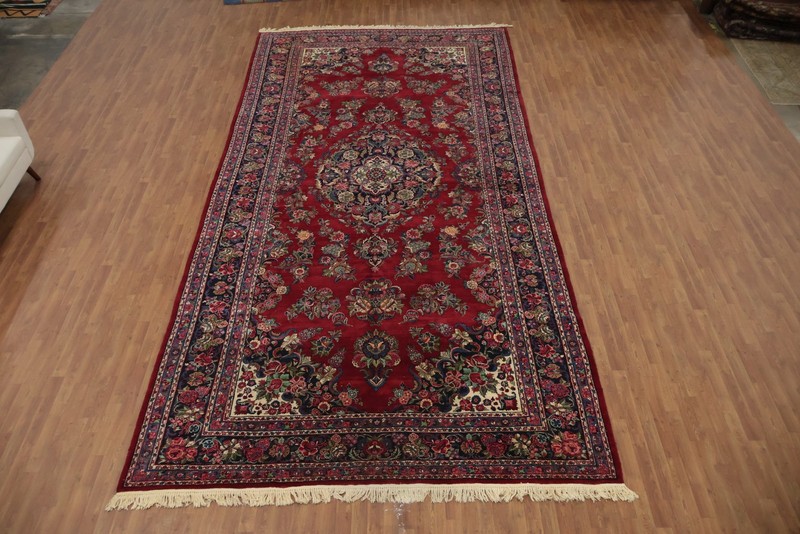 Red Traditional Large Rug 9x18 Hand-knotted Wool Vegetable Dye Vintage Carpet gallery