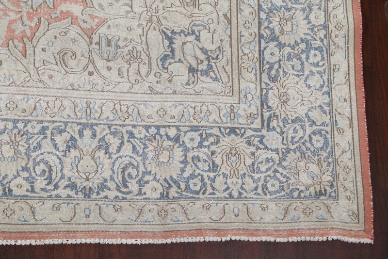 Muted Distressed Area Rug 10x12 Ft handmade Coral Wool Carpet Medallion Rug gallery