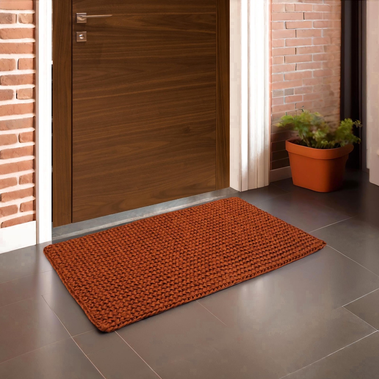 Natural Palm Fiber Entryway Rug Handmade Copper Mat Free Ship US gallery
