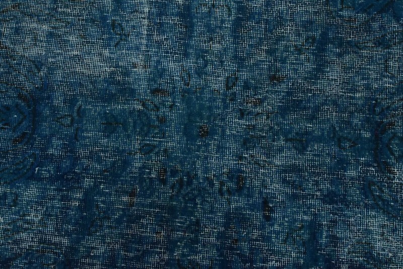 Tabrizi Rug 9'6'' x 12'9'' Blue Wool Vintage Overdyed Hand-Knotted Carpet gallery