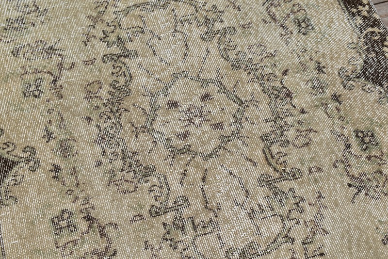 Turkish Rug 46''x86'' Vintage Light Muted Color Oushak Floral Carpet 119x219cm gallery