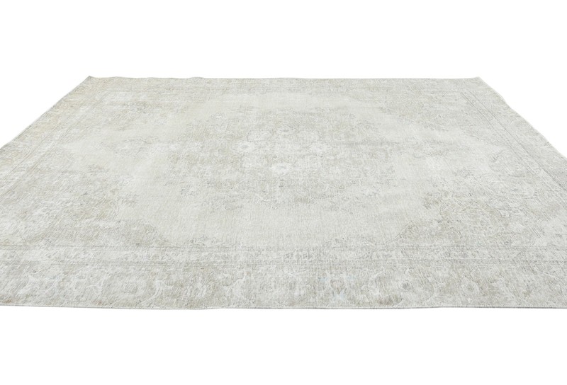 Vintage Oriental Rug Muted Distressed Floral Design Wool Carpet 8'3X10'9 ft gallery