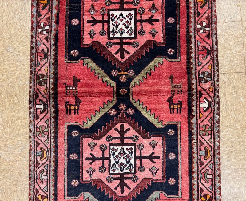 Vintage Hamedan Tribal Hand Knotted Wool Runner Rug 4x10 Red Oriental Geometric gallery