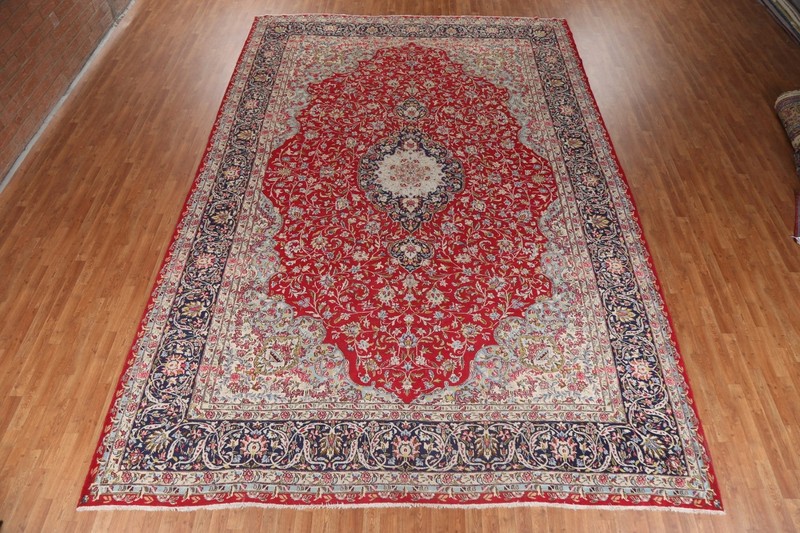 Vintage Vegetable Dye Red Kirman Large Rug 11x16 Wool Hand-knotted Carpet gallery