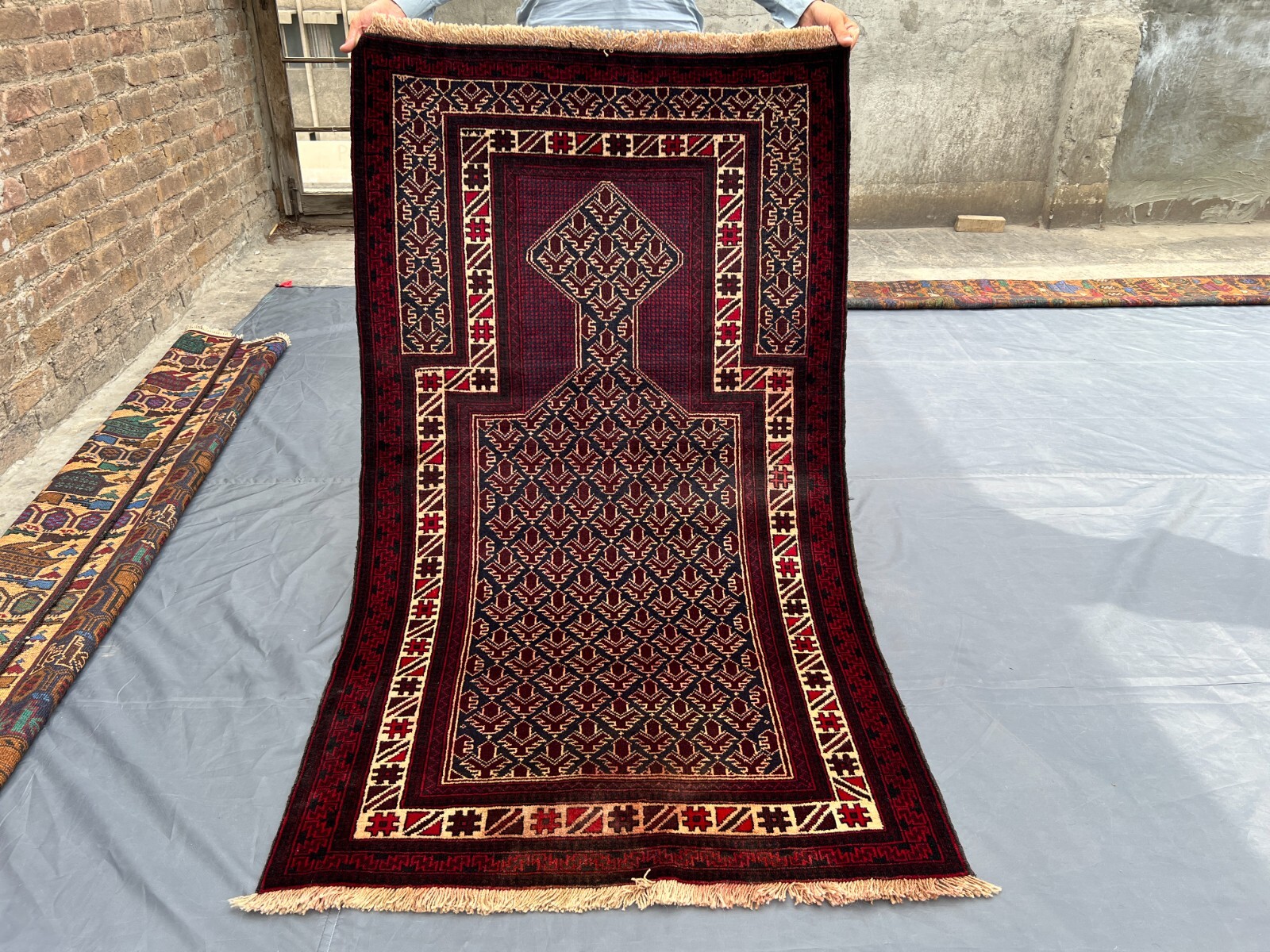 Afghan Baluchi Prayer Rug 3'1 x 5'5 ft – Vintage Hand Knotted Wool Tribal Carpet gallery