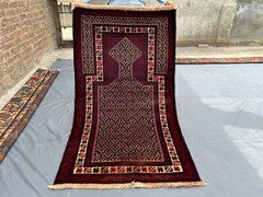 Afghan Baluchi Prayer Rug 3’1 x 5’5 ft – Vintage Hand Knotted Wool Tribal Carpet