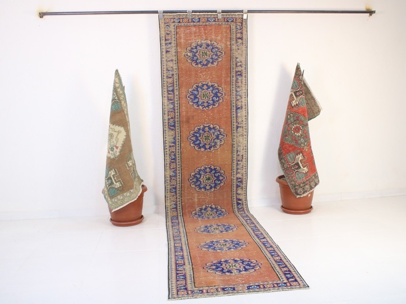 3x11 Orange Runner Rug, Handmade Turkish Rug, Vintage Hallway Rug, 2.5 x 10.6 Ft gallery