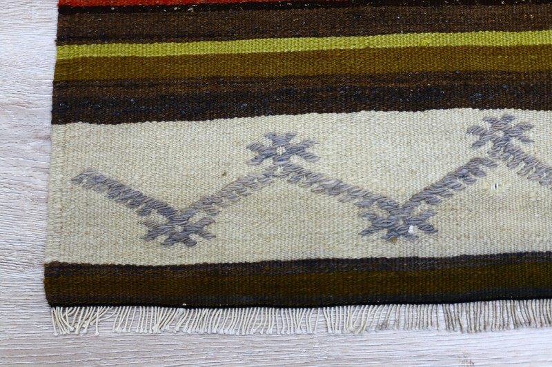 Tribal Scandinavian Wool Kilim Rug Anatolian Vintage Hand Knotted Carpet 3x3 ft gallery