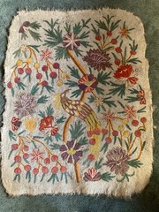 Antique Namda Handmade Embroidered Felted Wool Rug Tapestry