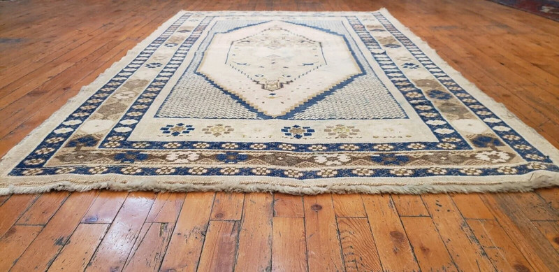 Rare Antique Ca1900-1939's Muted Colors, Wool Pile Oushak Area Rug 3'9"×6' gallery