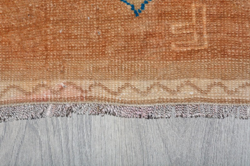 Vintage Turkish Oushak Rug 20x37 Inches, Orange Tribal Modern Rug gallery