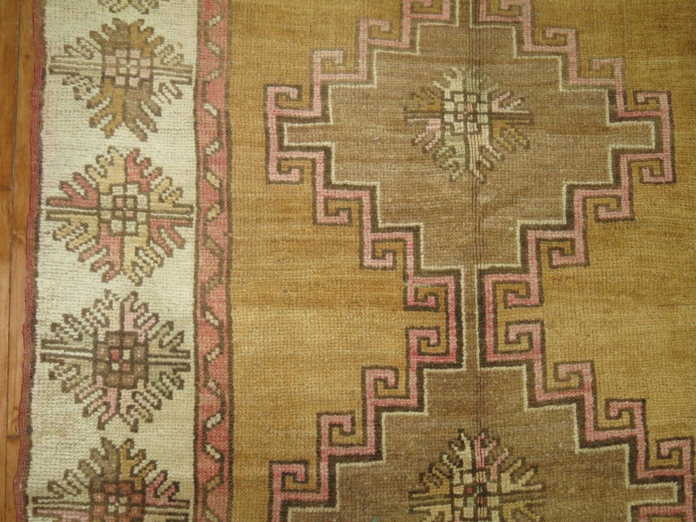 Vintage Turkish Ushak Oushak Kars Gallery Rug Size 4'6''X12'7''