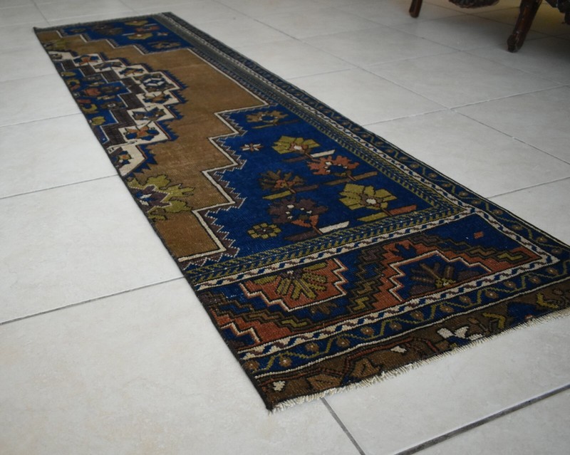 Vintage Runner 7.4x2 ft Oushak Runner Anatolian Rug Faded Turkish Runner R08 gallery