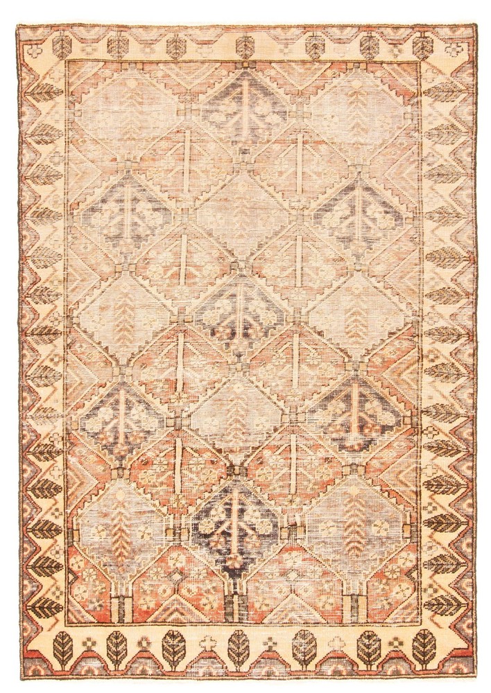 Vintage Traditional Hand-Knotted Area Rug 4'4" x 6'3" Oriental Wool Carpet
