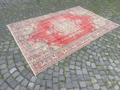 Bohemian Large Rug, Turkish Vintage Rug, Handmade Wool Rug, 6,2 x 9,6 ft