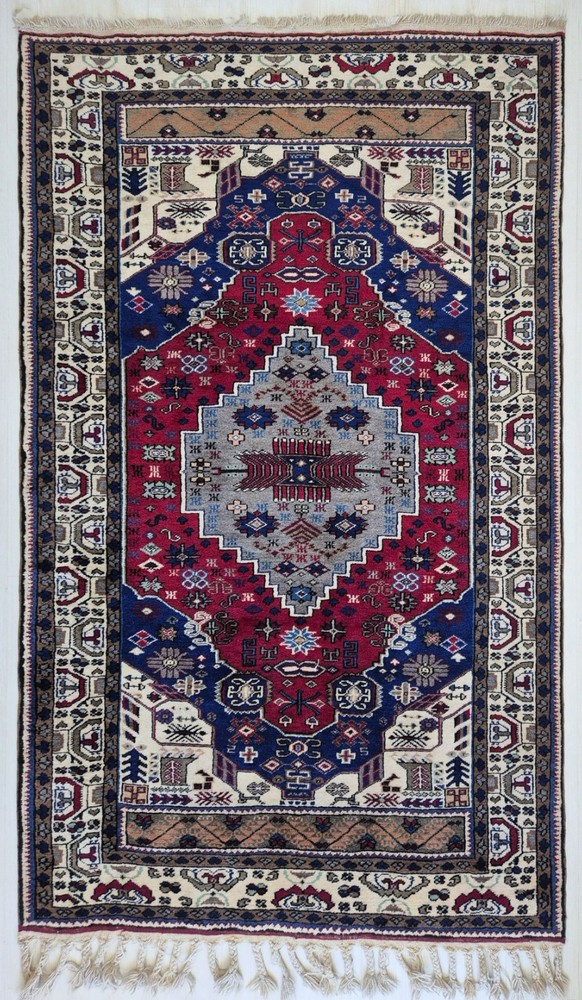 Unused Vintage Anatolian Konya Obruk Wool Rug, 57x93 in Handwoven Area Rug